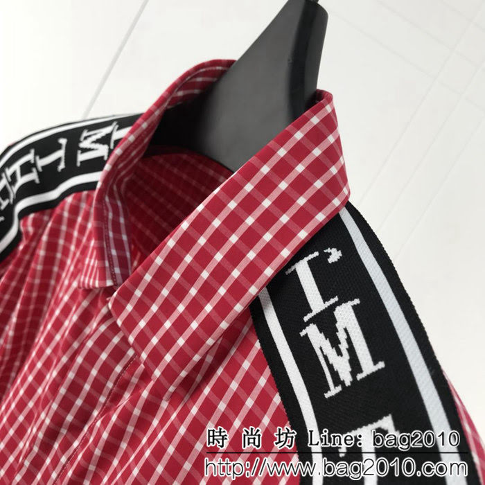 DＧ杜嘉班納 18ss秋冬新款 手臂提花字母織帶 細格子長袖襯衣 ydi1102